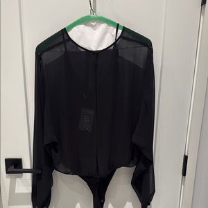 Elegant Black Sheer Women's Top